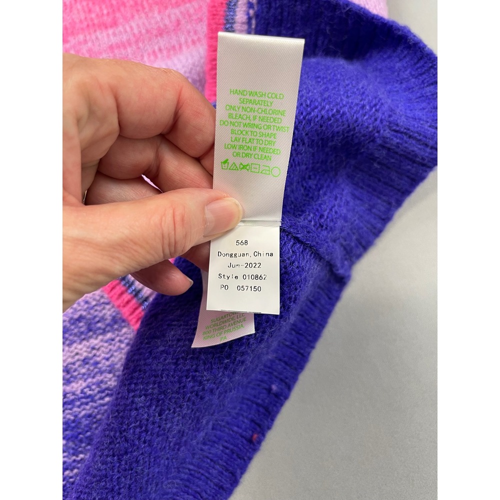 Lilly Pulitzer Ombre Stripe Open Front Cardigan Pink Purple Blue Metallic Small - Picture 8 of 11